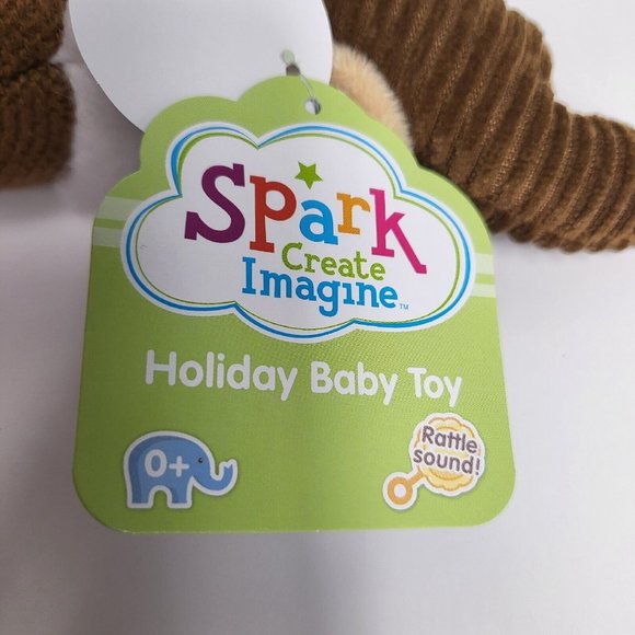 Spark Create Imagine Knit Plush Christmas Santa Moose Rattle Crinkle Holiday New - Picture 11 of 16